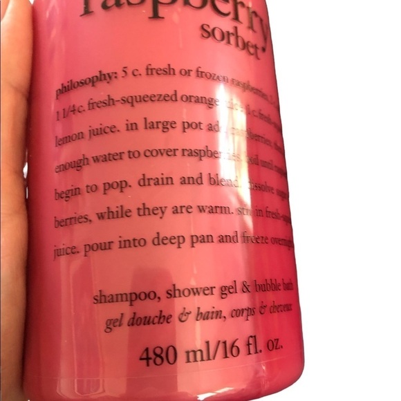 Philosophy Raspberry Sorbet Shampoo Shower Gel & Bubble Bath 16Oz. Sealed - Picture 4 of 4